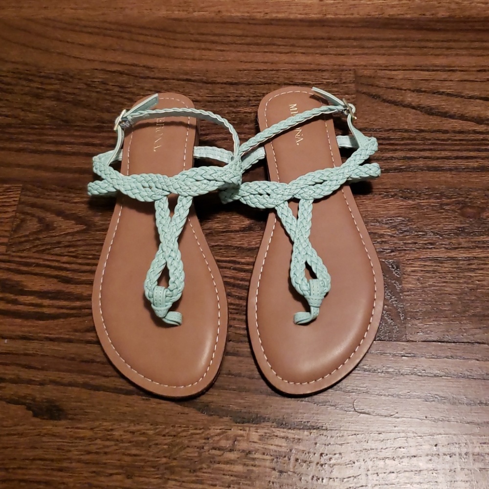 Mint braided sandals